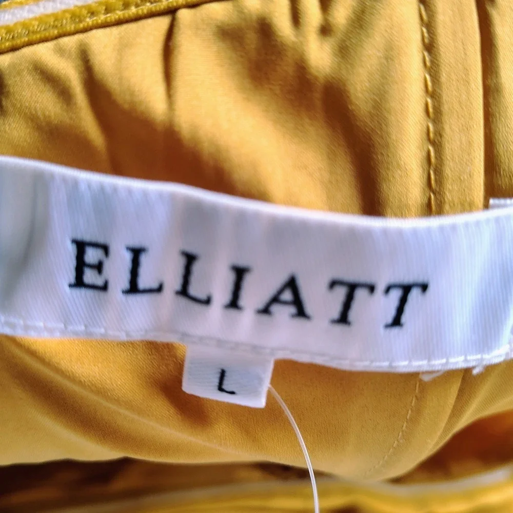 NWT Elliatt One Shoulder Cocktail Dress Size Large Mustard Yellow Sheath Party - Picture 4 of 5